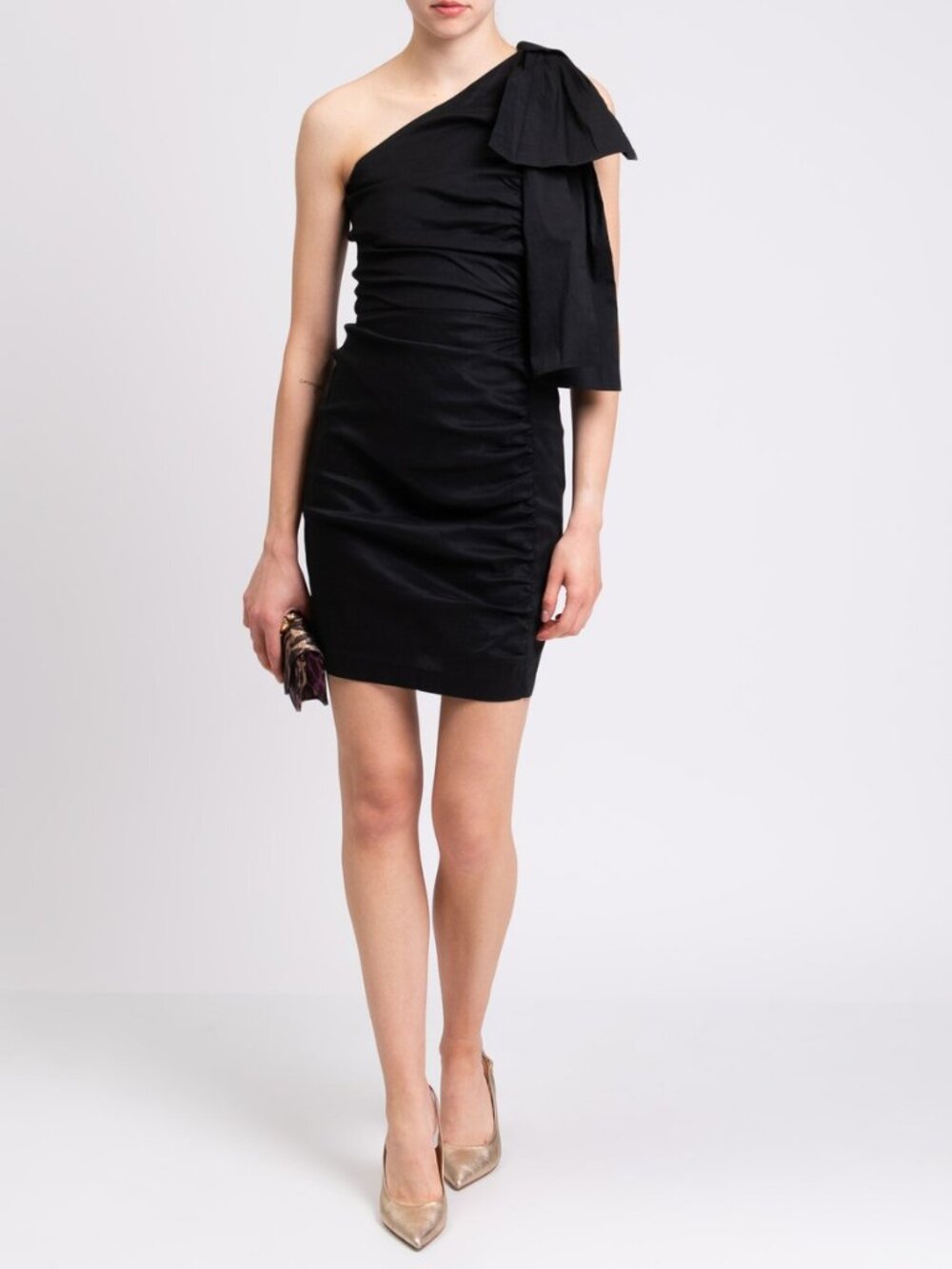 NWT $848 SEA NEW YORK Bow Sheath Cocktail Mini Dress 2 - Wool Linen Blend, Black